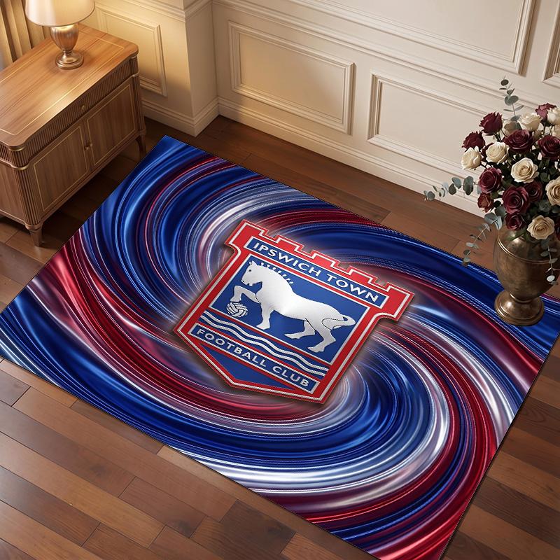 Tappeto in Velluto di Cristallo con Stampa Calcio Ipswich Town, Tappeto da Pavimento Interno Comodo Assorbente d'Acqua Antiscivolo