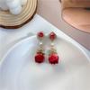 Rose Dried Flower Pendant Earrings Vintage Real Flower Earrings  Bridal Gown Earrings