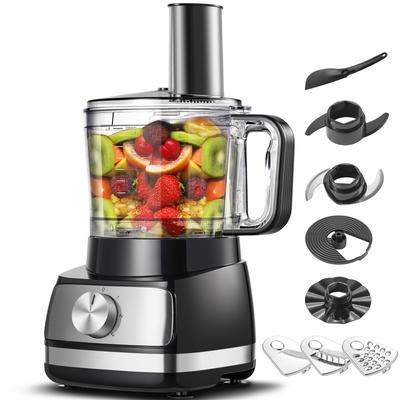 Silver Food Processor, 6-in-1 Food Processor and Blender Multifunctional for Chopping,Slicing,Shredding and Kneading Dough