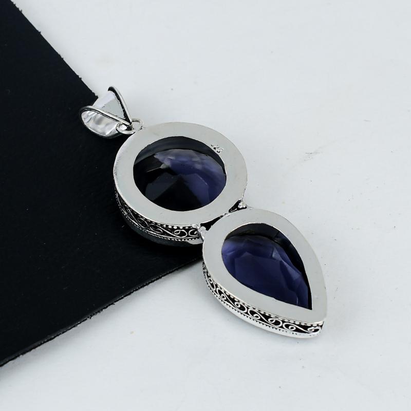 Amethyst Edelstein Anhänger 925 Sterling Silber - Handgefertigtes Design, Alltagsschmuck, Einzigartiger Amethyst Anhänger Vatertagsgeschenke