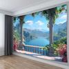 2D European Garden View Tapestry, Aesthetic Nature Landscape Wall Art for Room Decoration
