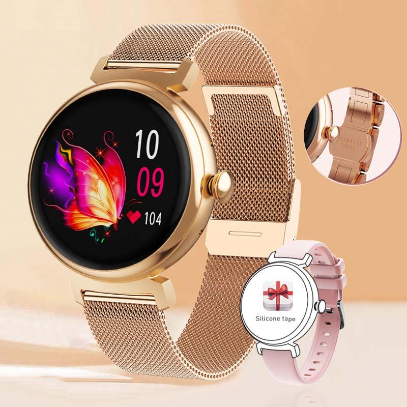 Bluetooth Call Smart Watch Screen Always Display 1.04 Inch  Screen Fashion Ladies Smartwatch Metal Body Small Screen Watch