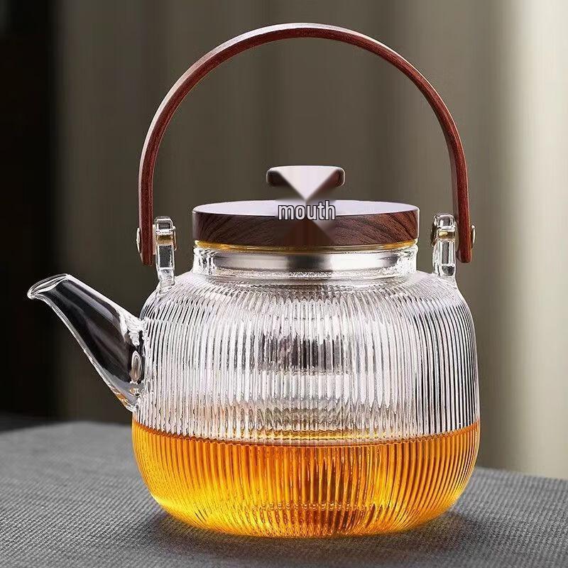 

Shangqi Striped Glass Teapot with Walnut Handle