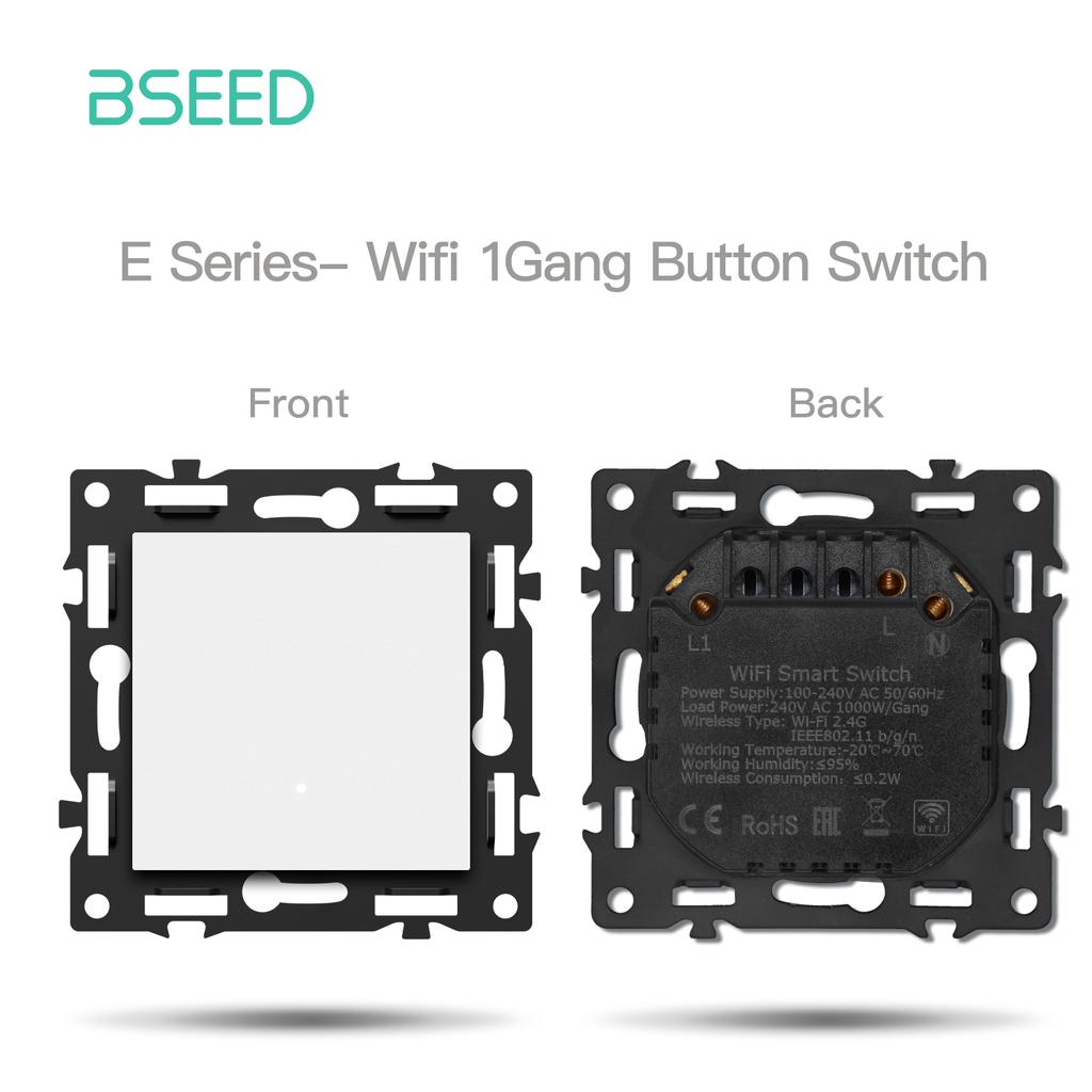 BSEED WIFI Click Switch Module Smart Light Switch Parts White Plastic Frame DIY Combination Wall Sockets USB Charge Key E-Series