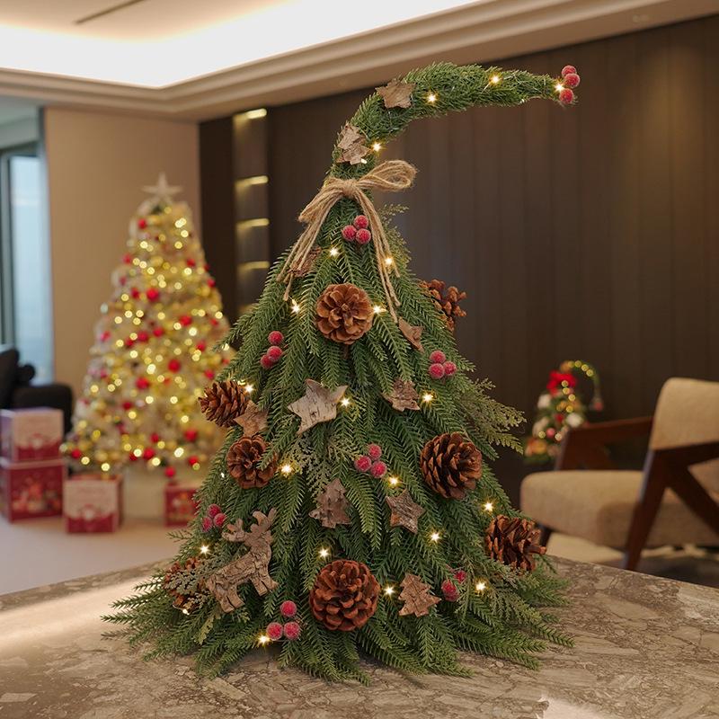 Pure PE Simulation Noble Fir Tree Desktop Ornament for High-End Restaurant and Hotel Christmas Decorations