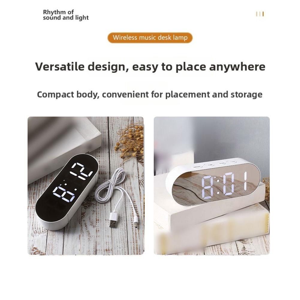 Digital Alarm Clock with LED Display Mirror Electronic Desk Clock USB Power and Battery Operated for Home and Travel