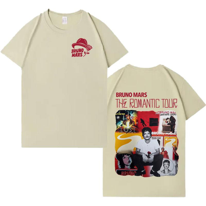 

Bruno Mars 2026 Tour The Romantic album graphics 100cotton Unisex shirt New Y2K ONeck Short Sleeve Mens womens summer Tshirt 4XL