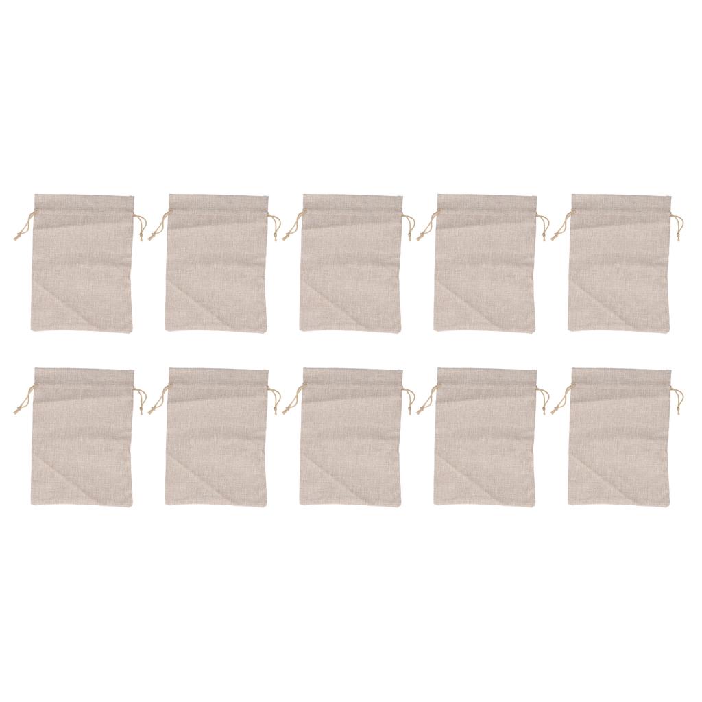 10Pcs Cotton Linen Bag Small Storage Drawstring Bag 9 X 6.7in Reusable Storage Bag for Bread Flowers