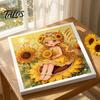 Decorative Tabletop Craft Ornaments Luxury Faux Pearl Rhinestone Painting Kit, 25x25cm DIY Resin Art with Animal Unique Projects Floral Patterns,