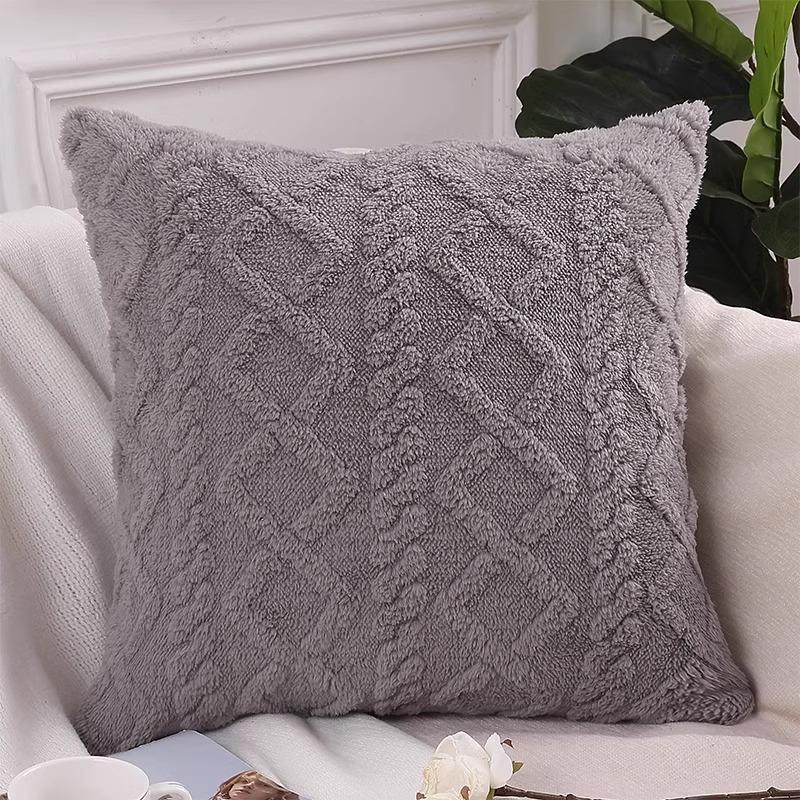 Olanly Autumn Decoration Pillow Cover 45x45 Soft Fuzzy Decorative Cushion Cover Pillowcase For Sofa Home Decor Throw Pillow Case