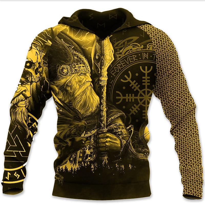 Men's Viking Warrior Graphic Prints Viking Hoodie Hoodies Sweatshirt Daily Classic Casual Long Sleeve