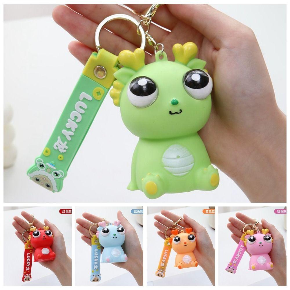 Unique Decompression Toy Keychain Little Dragon Big Eyes Fidget Toy New Squeeze Dragon Doll