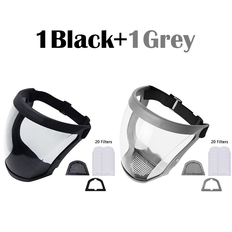 Transparent Full Face Protector Shield Reusable Kitchen Splash Protection Mask Anti-fog Windproof Dustproof Mask With Filters
