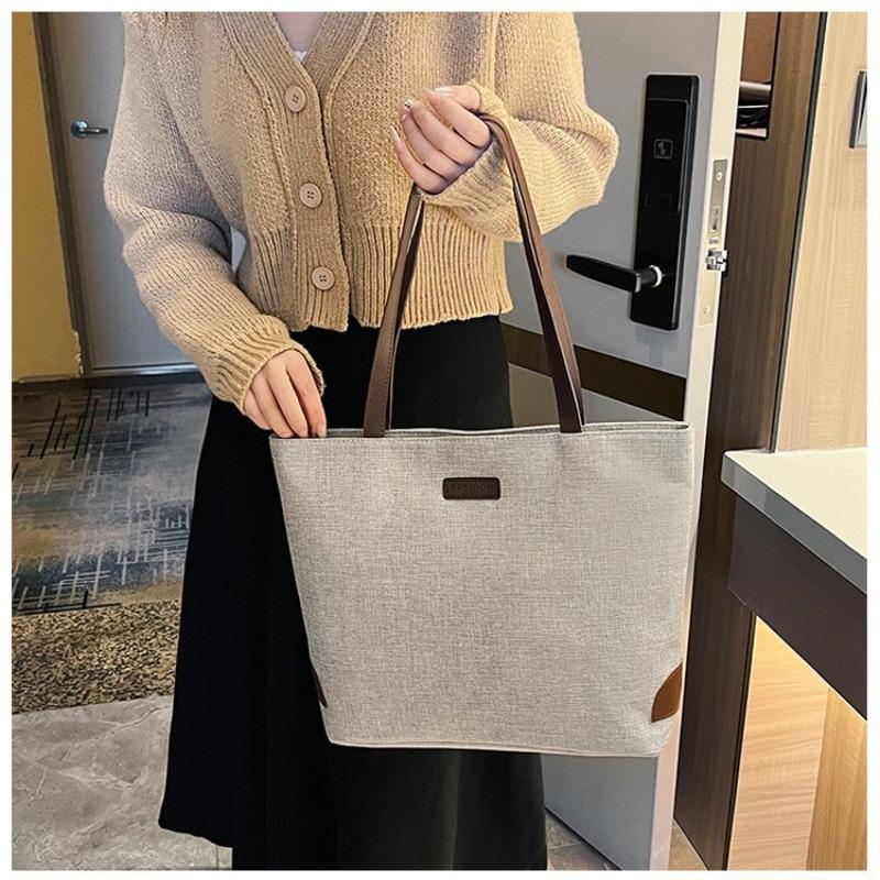Simple and fashionable commuter shoulder bag women's leisure large-capacity tote bag new linen portable shoulder bag