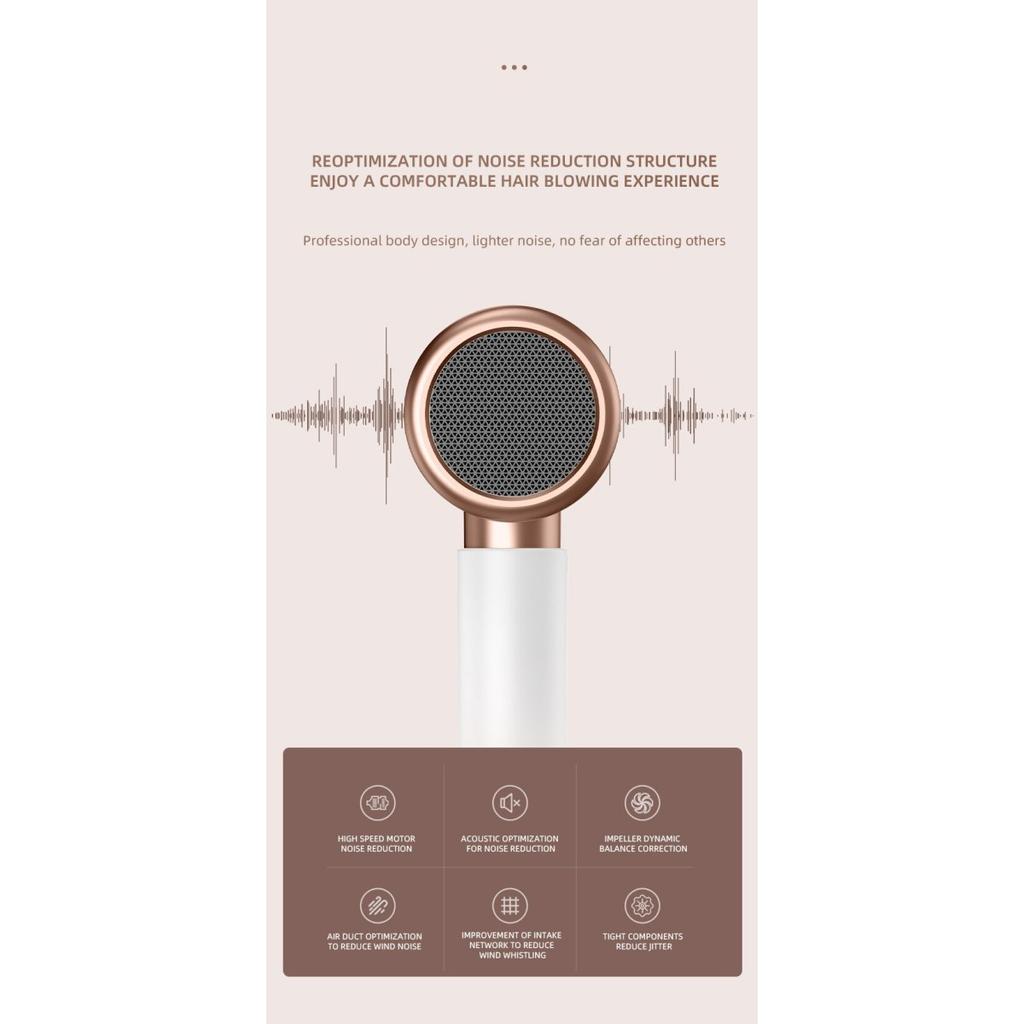 Hair Dryer, High-Speed Electric Turbine Airflow, Low Noise, Constant Temperature And Quick Drying, Suitable For Home Salons.