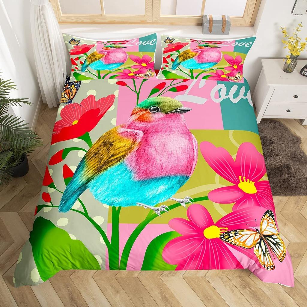 Boho Mandala Duvet Cover Collection Hummingbird Bedding Collection Microfiber Farmhouse Cute Birds Comforter Cover Queen For Kids Boys Girls