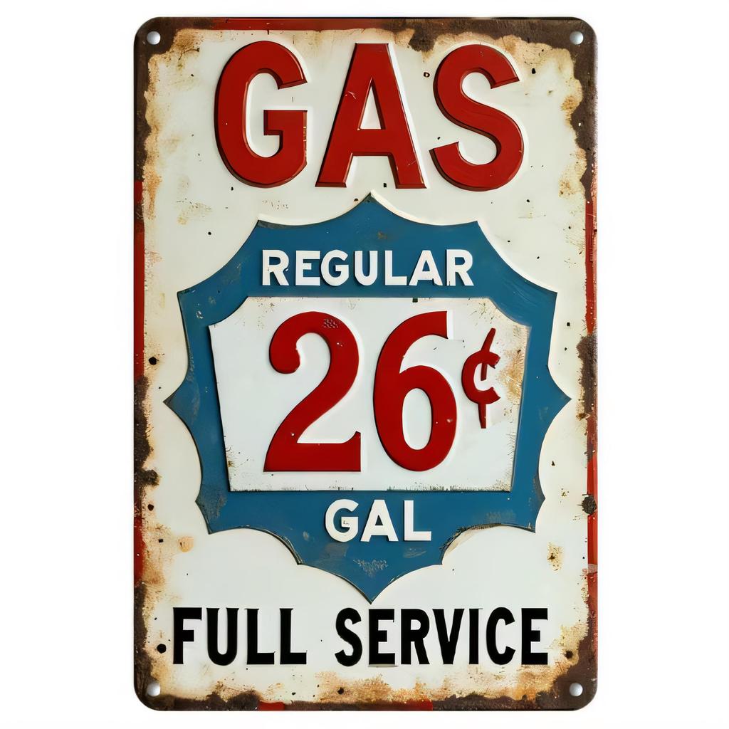 Tin Sign Gas Regular c Gal Full Service Vintage Rust Metal Poster Wall Decor for Garage Man Cave Bar Home Restaurant Office Re