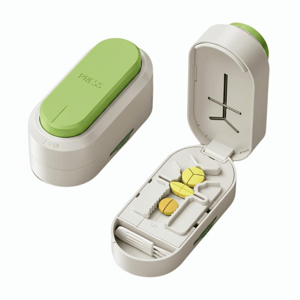 Dustproof Pill Cutter Hidden Blade Drug Tablet Divider Organizer Quartering Pill Divider Adjustable Crusher Divider