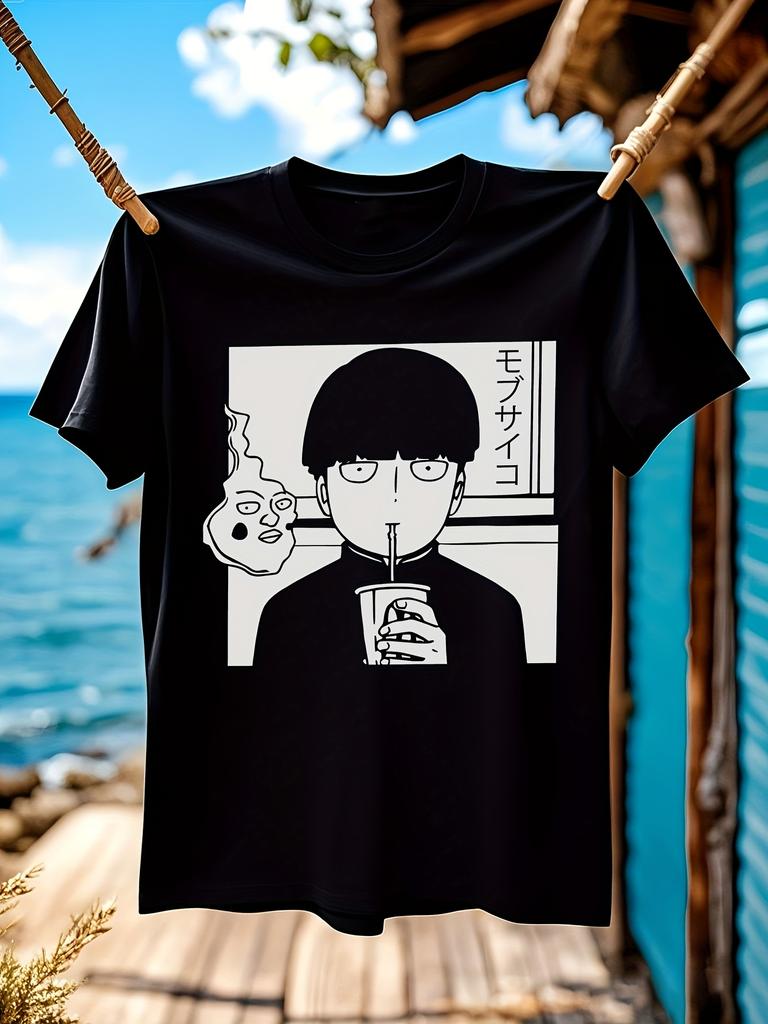 POMEL Funny Graphic Tshirt Soft Black Crewneck Tee with J...