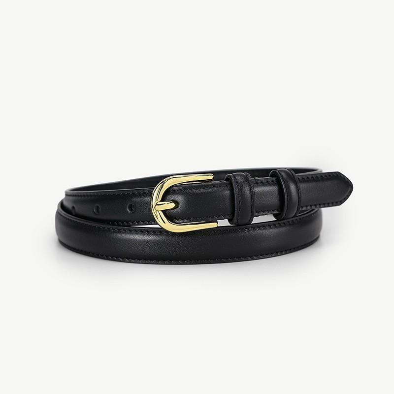 Womens Genuine Leather Belt Slim Waistband Dress Pants Skirt Jeans Minimalist Chic Alloy Buckle