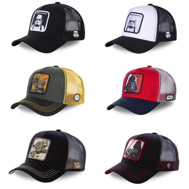 In Stock Version Anime Cartoon Mesh Trucker Hat 3D Embroidery Breathable Summer Beach Baseball Cap Formal Fashion чёрный
