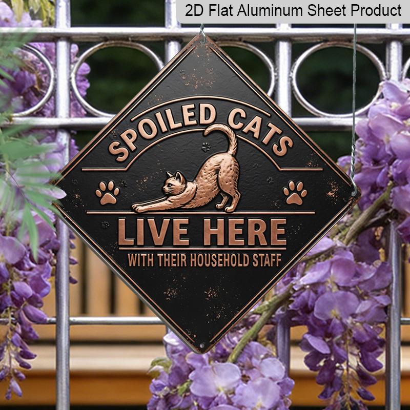 

2D Flat - 1pc Vintage Cat Themed Aluminum Sign, English Slogan Wall Art, Rustic Aluminum Plaque, Suitable for Cat House, Pet Shop, Living Room 20*20cm