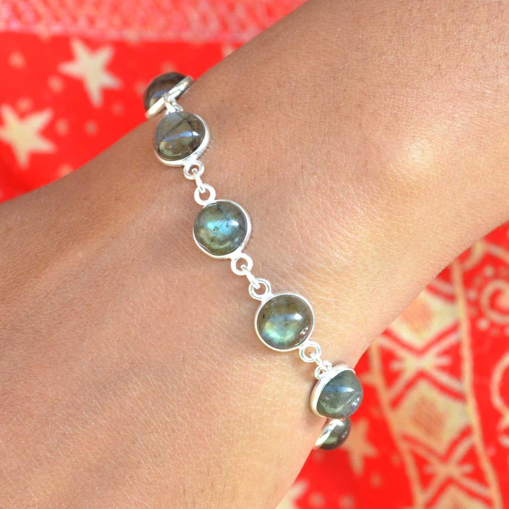 Labradorite 925 Sterling Silver Bracelet, Birthstone Bracelet Gift For Her Mom, Anniversary Gift