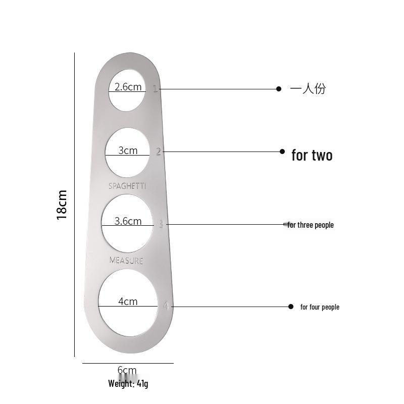 

Zhanming Нержавіюча сталь Інструмент для вимірювання локшини - Чотири отвори Мірна лінійка для порцій спагеті та макаронів