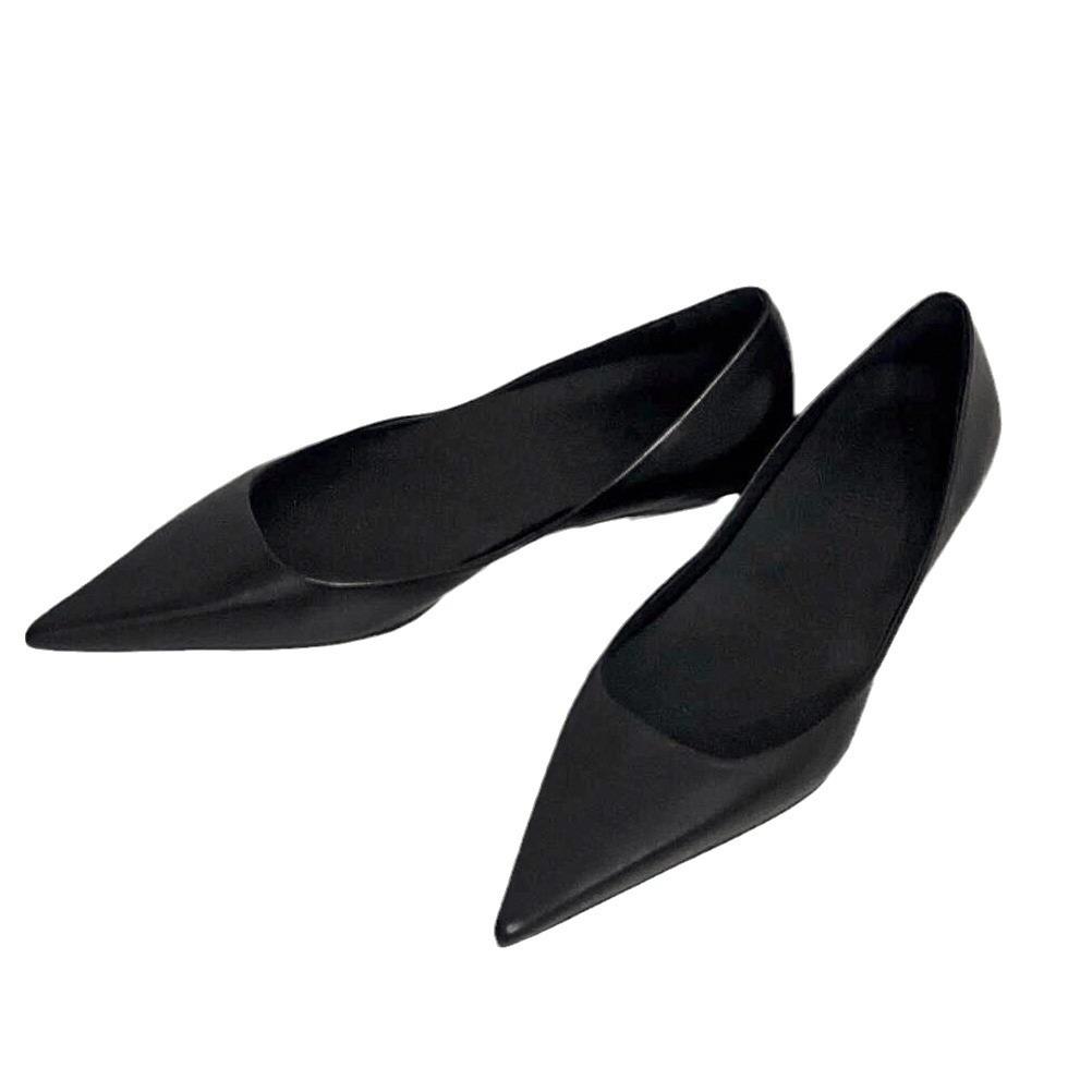 Leather French Niche High-end Pointed Head Shallow Mouth Single Shoes Women's 2025 Summer Versatile Low-heeled Tapered Heel Commuter Shoes