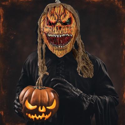 Halloweenská dýňová tvář hlava pokrývka hlavy strašidelný cosplay kostým pro pódiová vystoupení