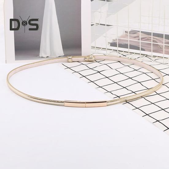 Gürtel aus Kunstleder für Damen, verstellbar, dünnes Design, Druckknopf-Bund, dekorativer Kleidergürtel, Bekleidungszubehör