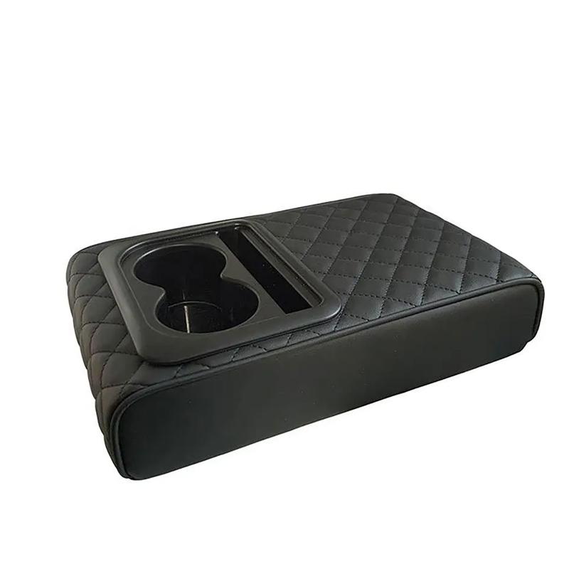 

Подушка подлокотника автомобиля SEAMETAL с 2 подстаканниками Подушка подлокотника из искусственной кожи Подушка высоты 1pc чёрный