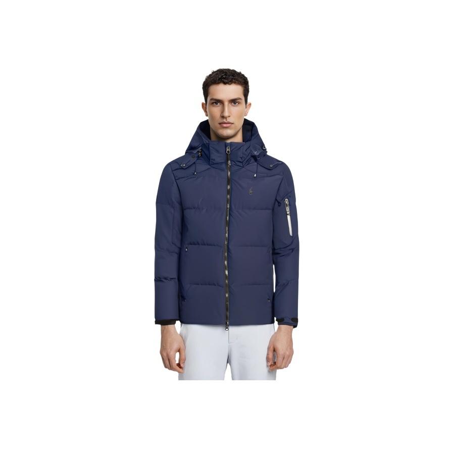Polo Ralph Lauren Ss23 Solid Color Logo Embroidered Stand Collar Hooded Down Jacket Men Jacket Navy-Blue 710761907-002
