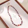 GEMCHIC Women's New Summer Color-Blocking Red Blue Beaded Necklace Handmade Amazonite Carnelian Chic Clavicle Chain Jewelry