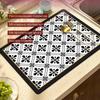 Super Absorbent Polyester Dish Drying Mats for Countertop, 1pc Diatomite Quick Drying Non Slip Placemat for Coffee Bar, Retro Pattern Kitchen Mat