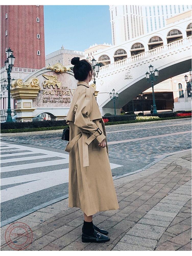Women's Mid-Length Trench Coat: 2023 Korean High-End Casual Loose British Style Autumn Outerwear