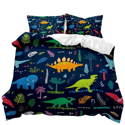 Dinosaur Duvet Cover Set Tropical Cartoon Dinosaur Twin Bedding Set for Kids Teens Double Queen King Size Polyester Quilt Cover