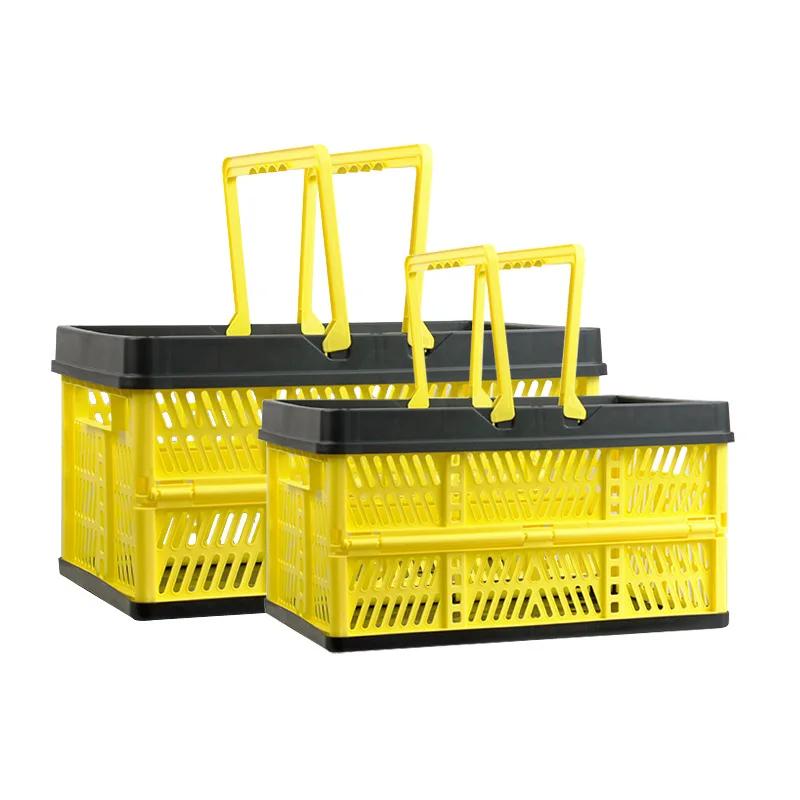 M/L  Shoppingkorg med stor kapacitet, hopfällbar, picknick, utomhus, bil, mat, fruktkorg, hopfällbar shoppingkorg