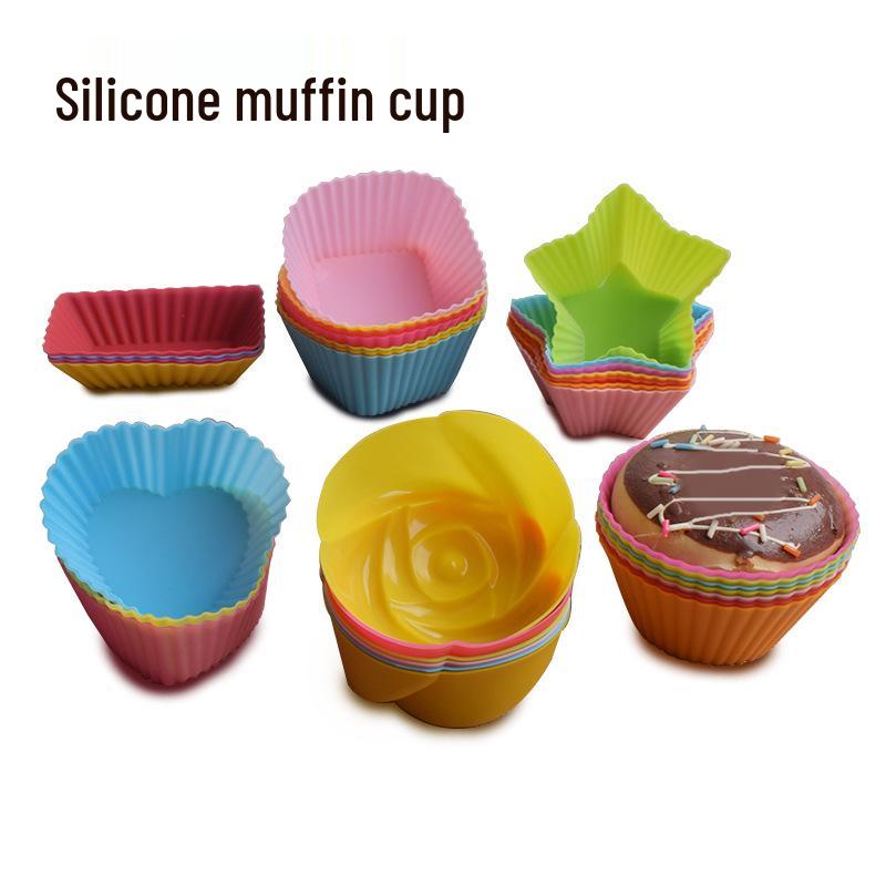 Stampi in Silicone Cuore Stella Rettangolo Rosa Muffin e Torta - 7CM