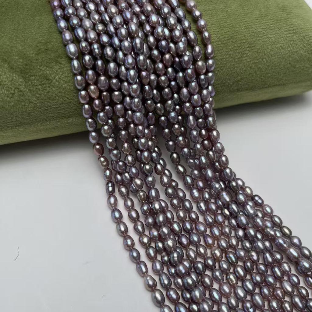 1String, Purple Natural Shell Mother of Pearl Beads, 4-5mm, Boho Handmade Rice Beads for Jewelry Making DIY Crafts, Valentines Day Gifts Bulk, 36cm