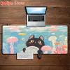 Cute Black Cat Teclado Mousepad Office Computer Desk Mat Table Keyboard Big Mouse Pad Laptop Cushion Nonslip Deskpad Home Decor