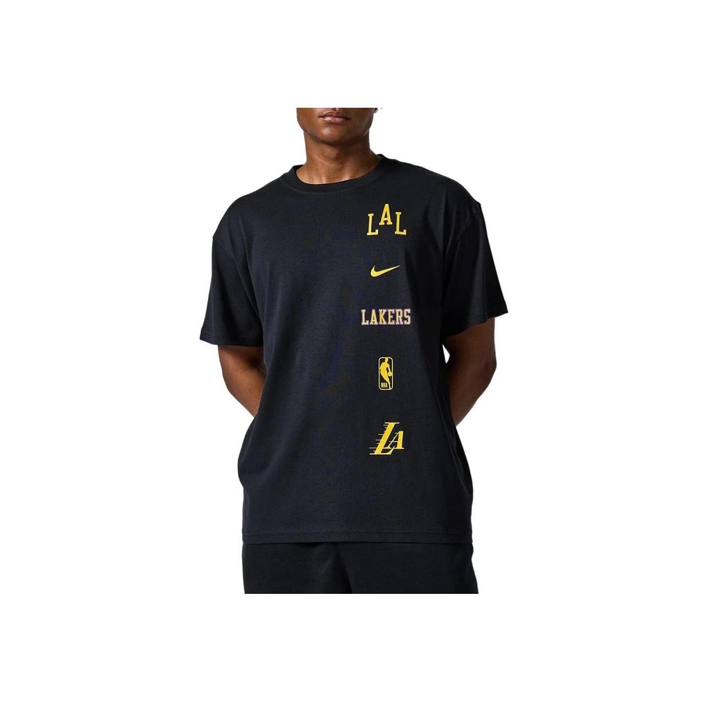 Nike Letter Pattern Printed Round Neck Short Sleeve T-Shirt City Edition 2023/24 Season Los Angeles Lakers Men T-Shirts Black FN2024-010