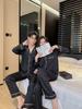 Couple's Ice Silk Pajamas for Spring/Autumn - Red Luxury Loose-Fit, Plus-Size Available for Men & Women