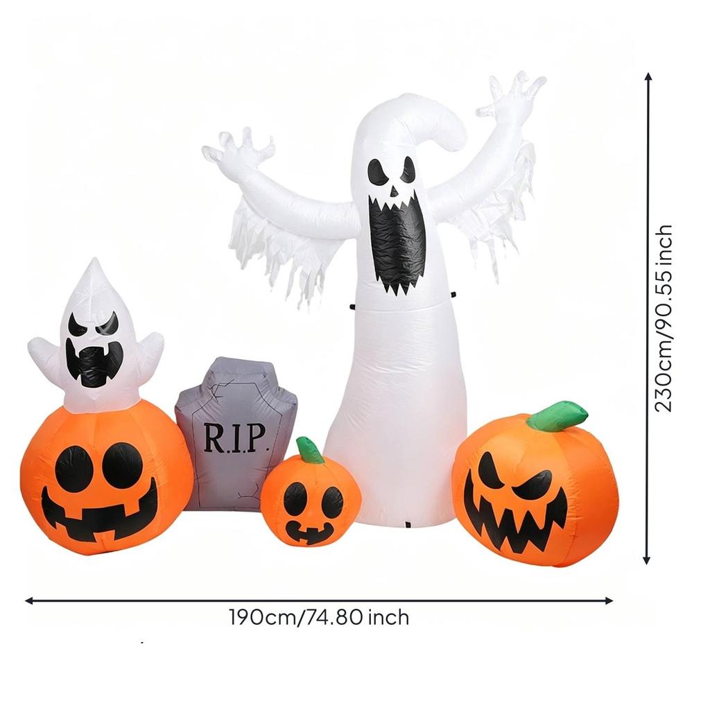 Inflatable Specters with Pumpkin Decor Outdoor WeatherResistant Yard Decoration