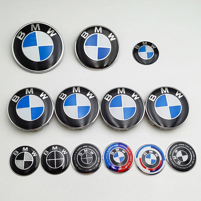 7pcs BMW Emblem Set 82mm 74mm 45mm 56mm 68mm Car Front Hood Logo Rear Trunk Badge Wheel Center Hub Caps Steering Wheel Sticker