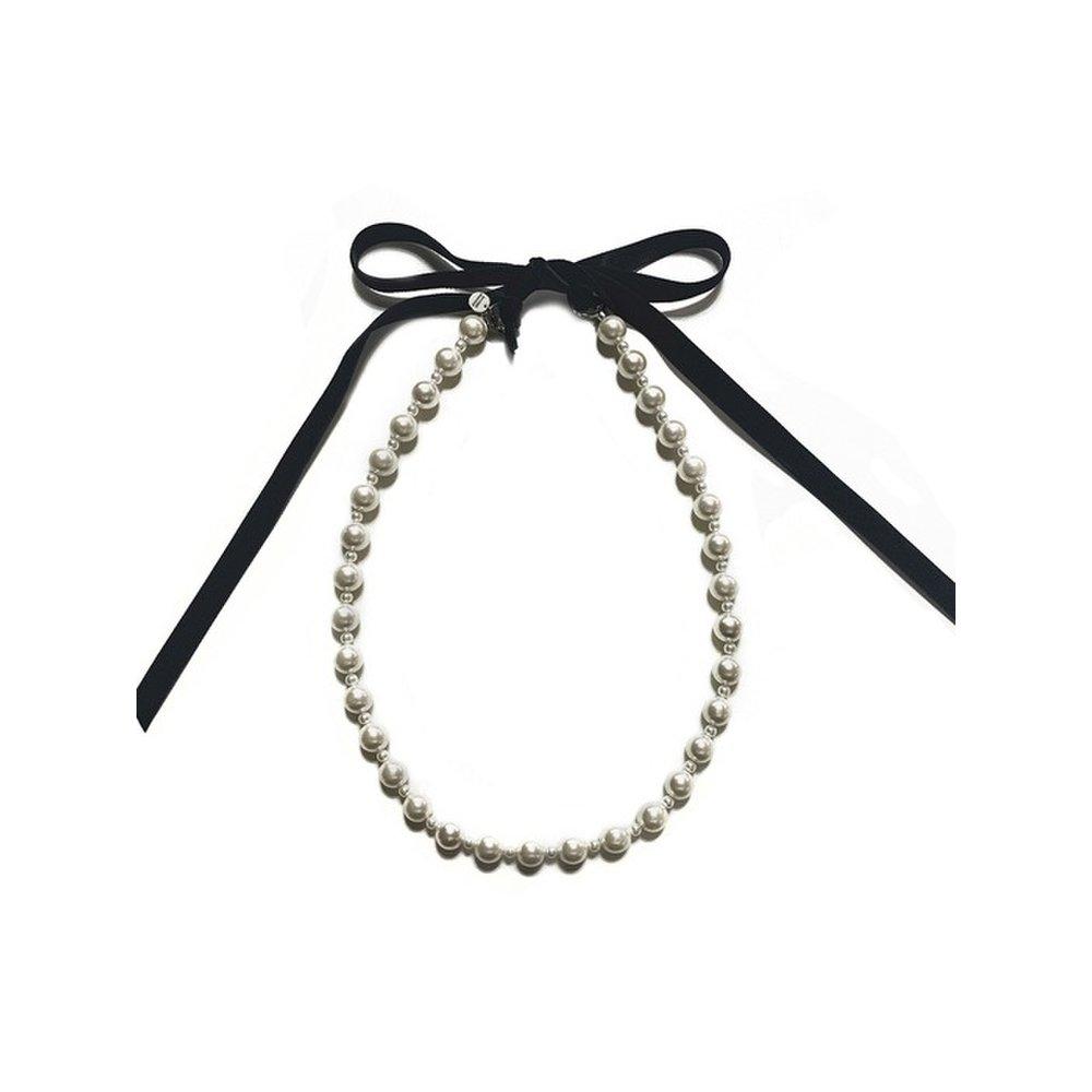 Two Pearl Ribbon Necklace