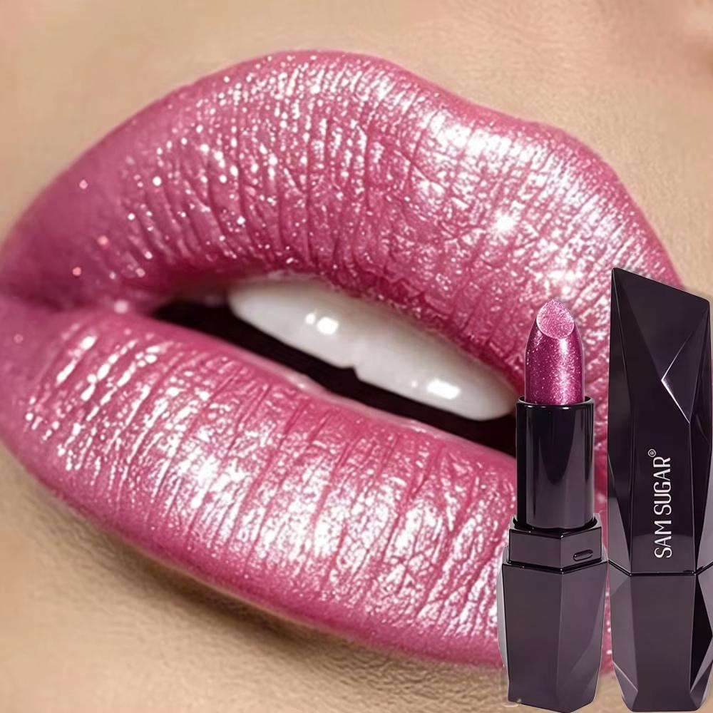 Metallischer Glitzer-Lippenstift Feuchtigkeitsspendende Lippenfarbe Wasserdicht Haltbar Perlmutt-Lipgloss Strahlend Charmante Lippen Kosmetik 05