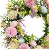 Spring Wreath Colorful Eggs Daisies Spring Garland 15.75inch Artificial Easter Outdoor Door Wreaths for Home Porch Window Wall
