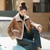 Fur integrated imitation lamb wool jacket women's autumn and winter new small leather fleece motorcycle jacket