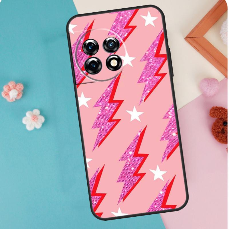 Preppy Stars Lightning Pink Case For OnePlus 12 11 9 10 Pro 9RT 10T 10R 12R OnePlus Nord CE 2 Lite 3 2T N10 N20 Cover